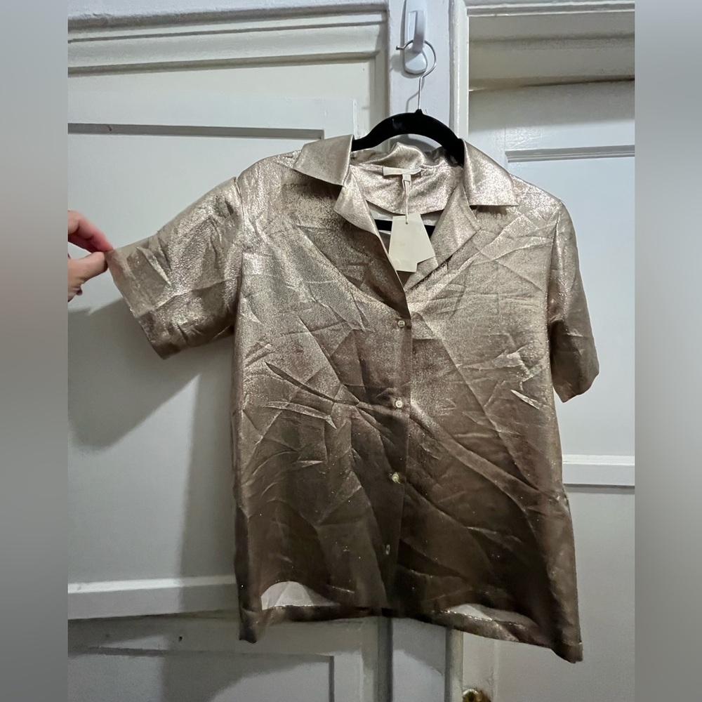 MAJE Cilur liquid Metallic Silk-Blend blouse New NWT size 1 small - Picture 4 of 13